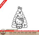 Hello Kitty In Front Of A Pile Of Candy SVG - Hello Kitty - Birthday Cake SVG
